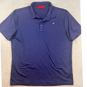 Redvanly Mens Navy Blue Performance Golf Polo Shirt Large Striped Back